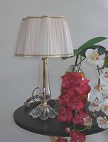 lampada da tavolo in cristallo con paralume sabomato