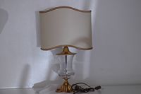 Metal and glass lamp with lampshade
