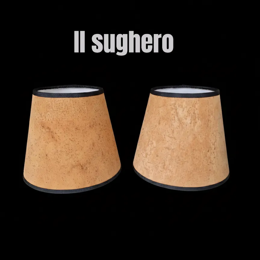 paralumi-artigianali-sughero-naturale Coppia di paralumi artigianali realizzati in sughero naturale con bordo nero - Paralumi e Lumi Prato