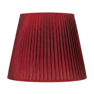 Paralume a tronco di cono in organza bordeaux plissettato con finitura in passamaneria gros grain - Paralumi e Lumi Prato