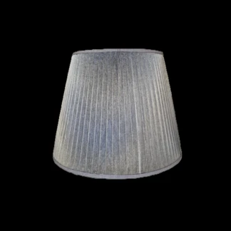 Paralume artigianale a tronco di cono in organza grigia a pieghe con bordo in gros-grain - Paralumi e Lumi Prato